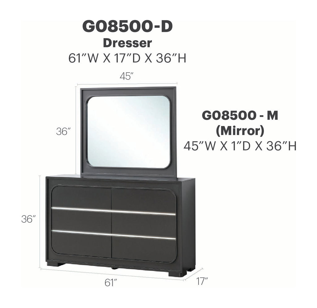 Wave Dresser and Mirror