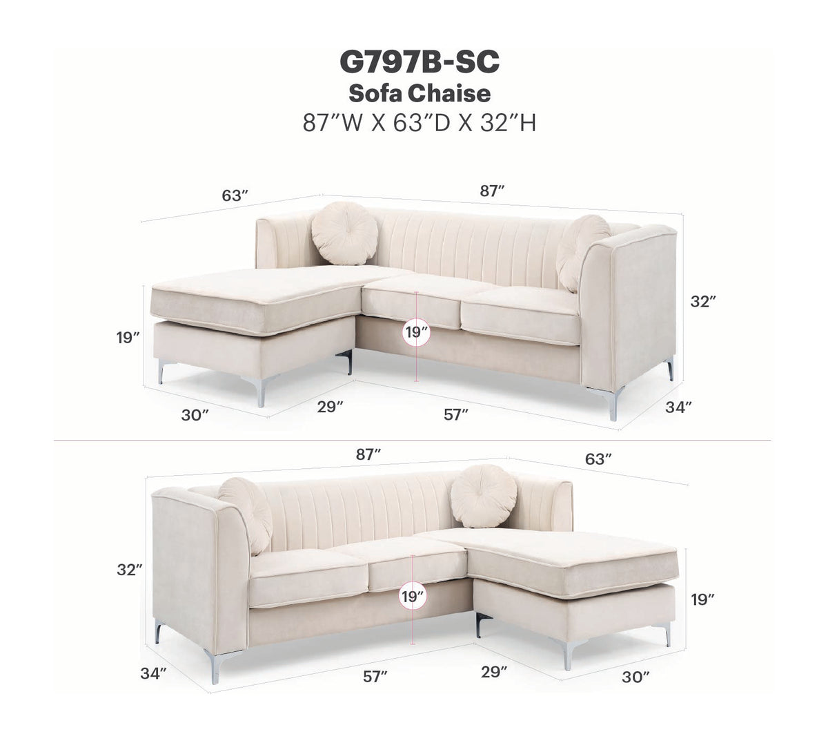 Delray Sofa Chaise
